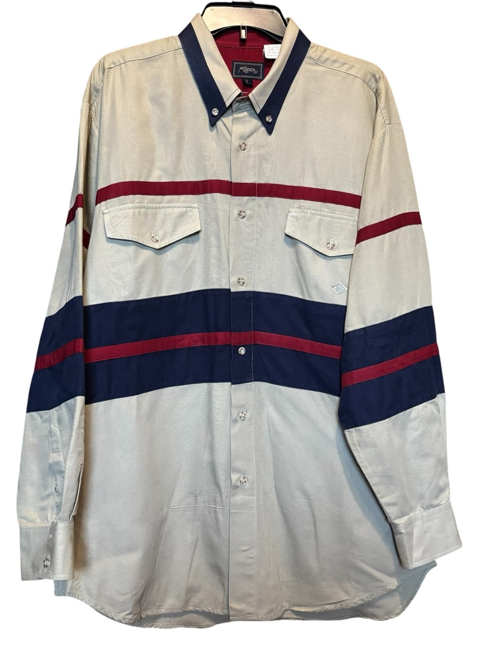 Vintage Roper Cowboy Dress Shirt Made In USA XL Long Sleeve Colorblock